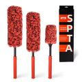 SPTA Cepillo limpiador de llantas, juego de 3 cepillos sintéticos para ruedas, cepillo de limpieza de rueda de radios planos, cepillo para limpiar ruedas, seguro para automóviles